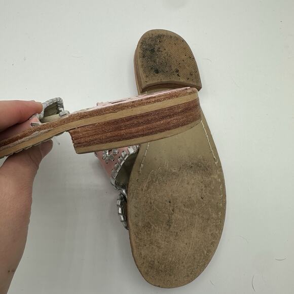 Jack Rogers Pink And Silver Leather Sandals Sz 7M USA HandMade - Picture 7 of 14